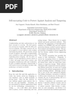 Self Encrypting Code to Protect Against Analysis and Tampering