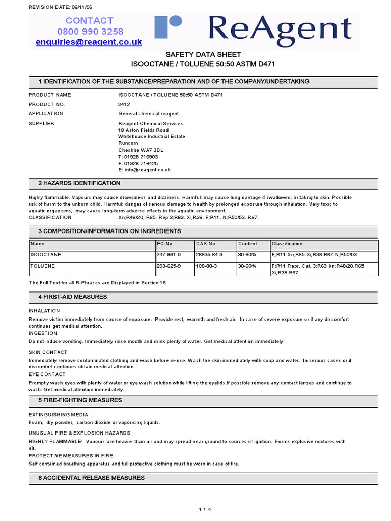 Iso octane Toluene 50 50 Astm d471 Materials Chemical Substances