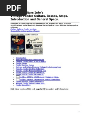 FENDER Vintage Guitars Info