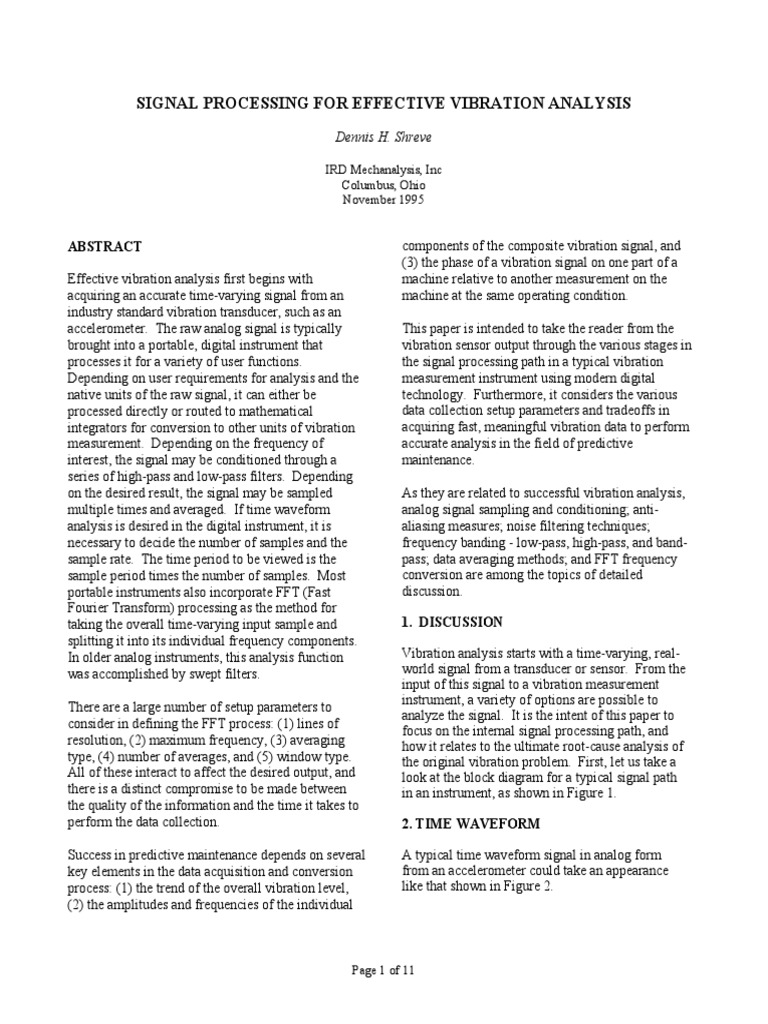 Vibration Analysis Signal Processing Guide | PDF | Analog To Digital ...