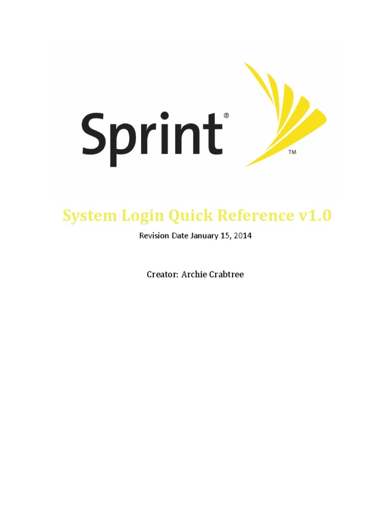 Sprint+System+ +Quick+Reference+V1.0 | PDF | Login | Booting