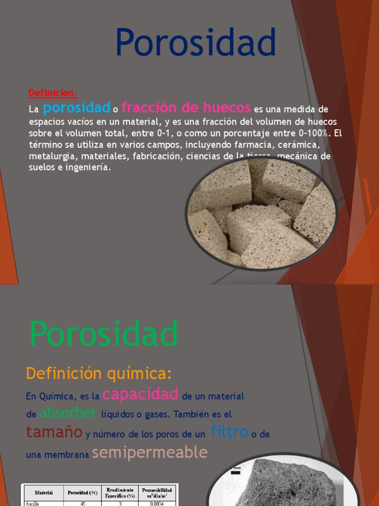 Porosidad PDF Permeabilidad (Ciencias de la Tierra) Porosidad