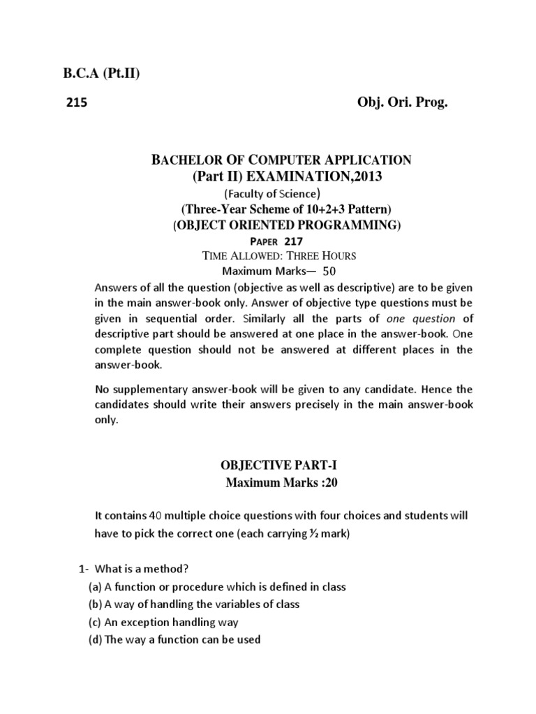 Object Oriented Programming Exam Paper | PDF | Java (Programming ...