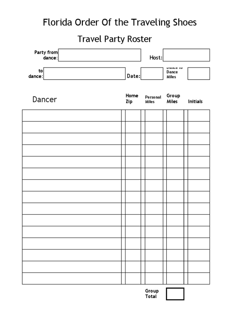 Florida Traveling Shoes Roster Guide | PDF