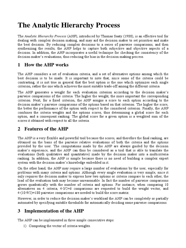 AHP Method for Decision Making | PDF | Linear Algebra | Matrix ...