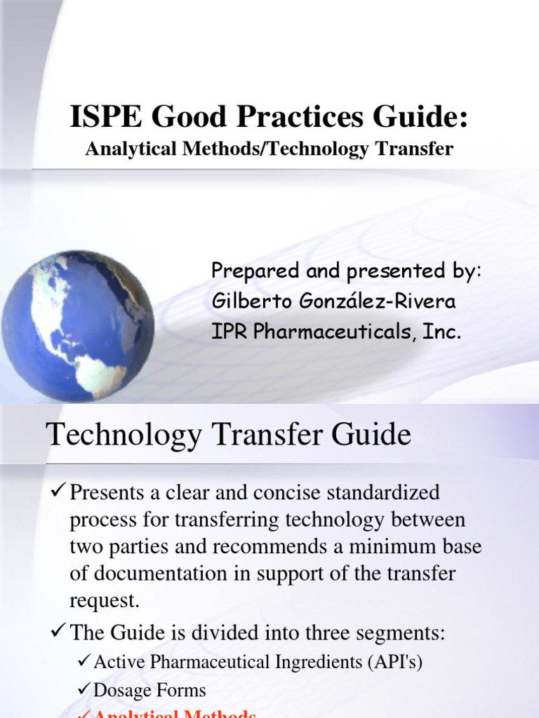 Analytical Methods/Technology Transfer: A Guide for Establishing ...