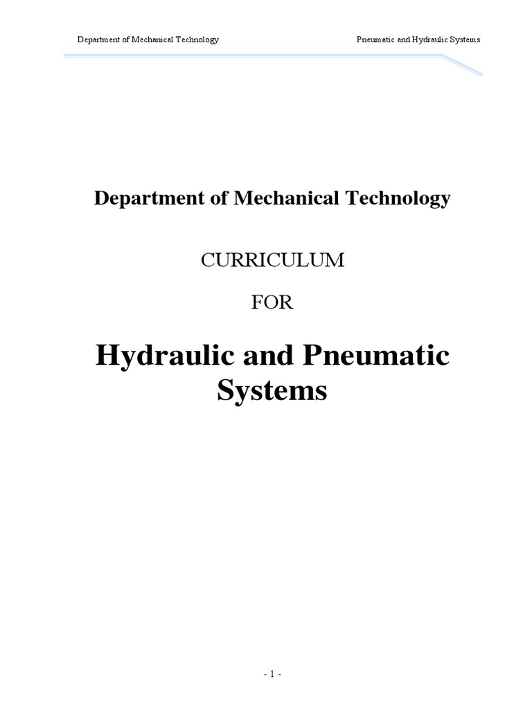 Pneumatic and Hydraulic Systems Curriculum | PDF | Fluid Dynamics ...