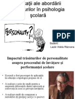 Aplicaţii Ale Abordării Trăsăturilor În Psihologia Şcolară