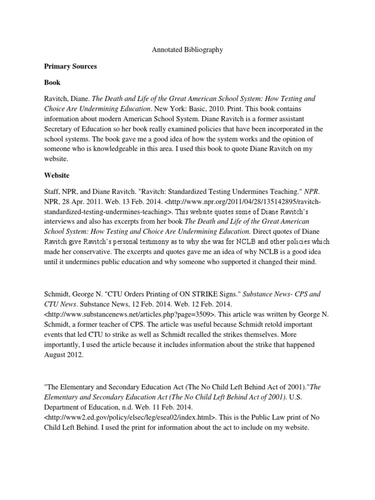 Annotated bibliography no child left behind essay 04 picture
