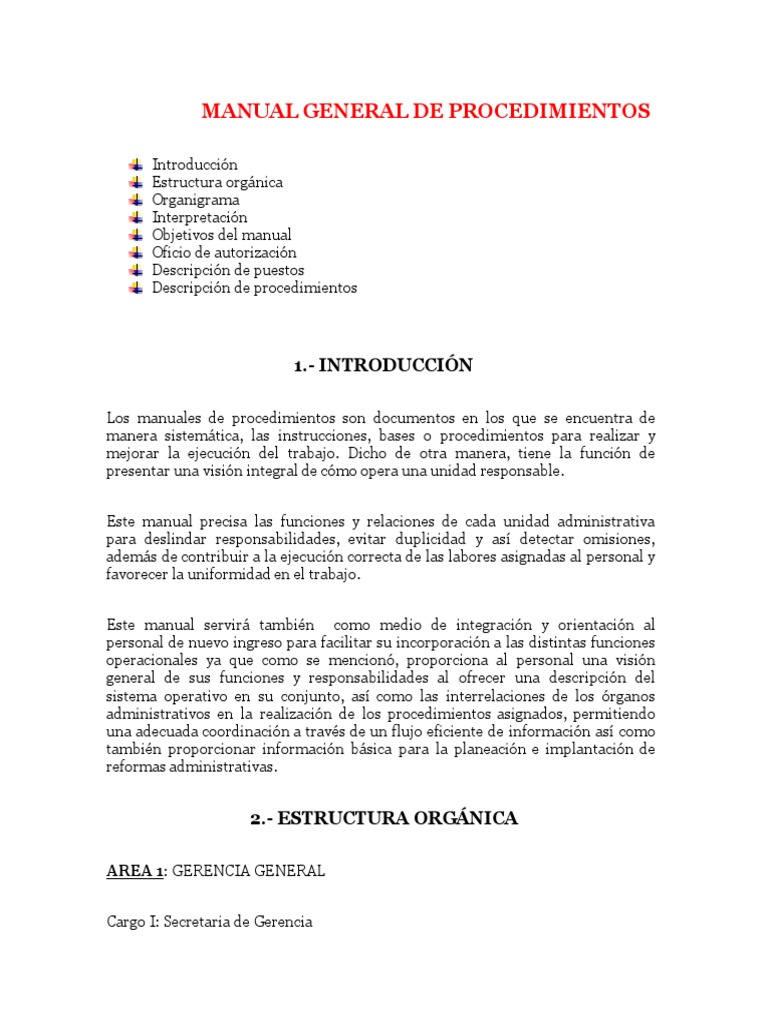 Manual General de Procedimientos de Una Empresa