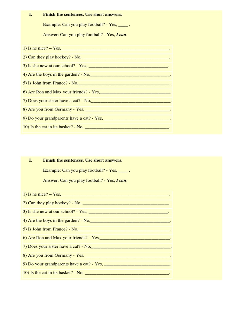 Short Answer Sentence Completion | PDF | Sports & Recreation | Language ...