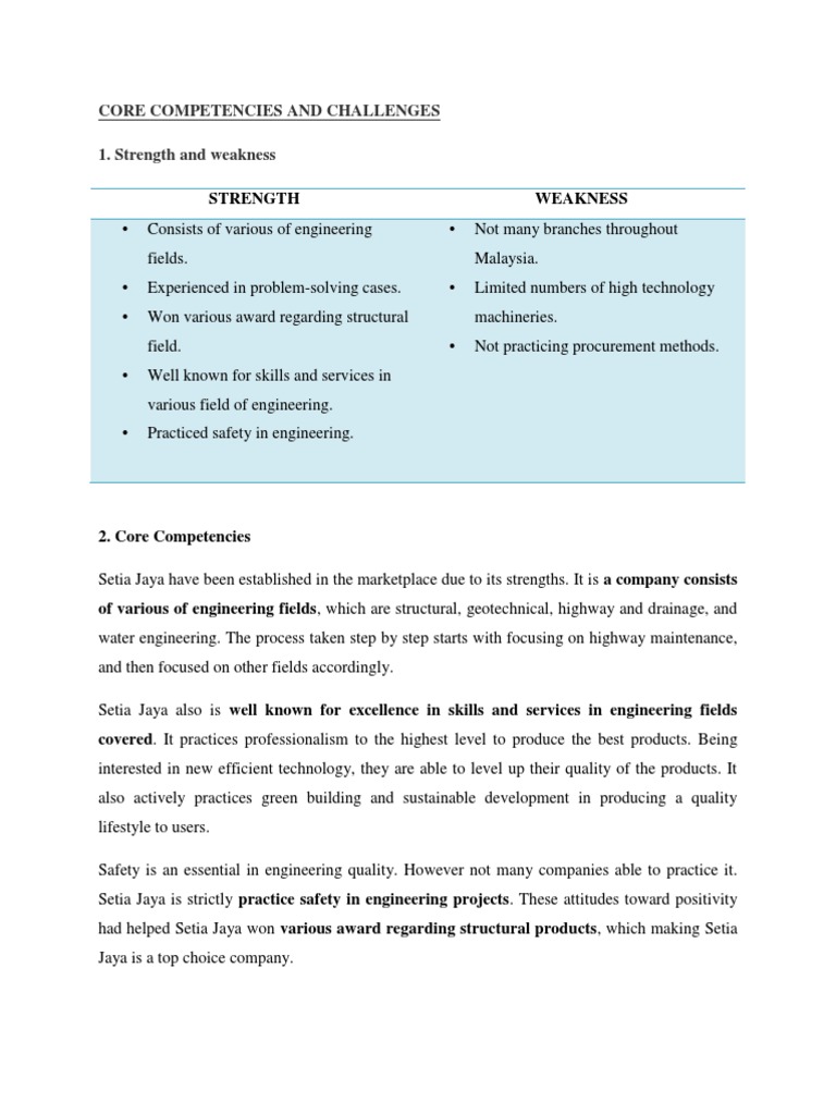 Setia Jaya Engineering: Strengths & Challenges | PDF | Green Building ...