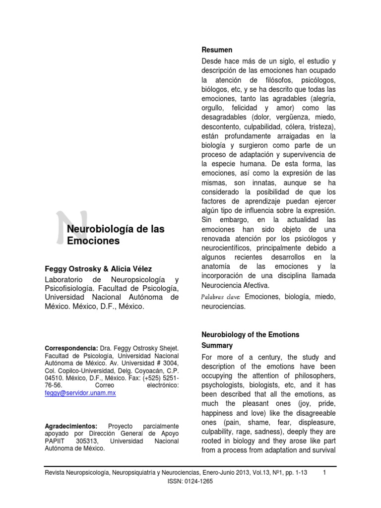 Neurobiología de Las Emociones | PDF | Las emociones | Cerebro