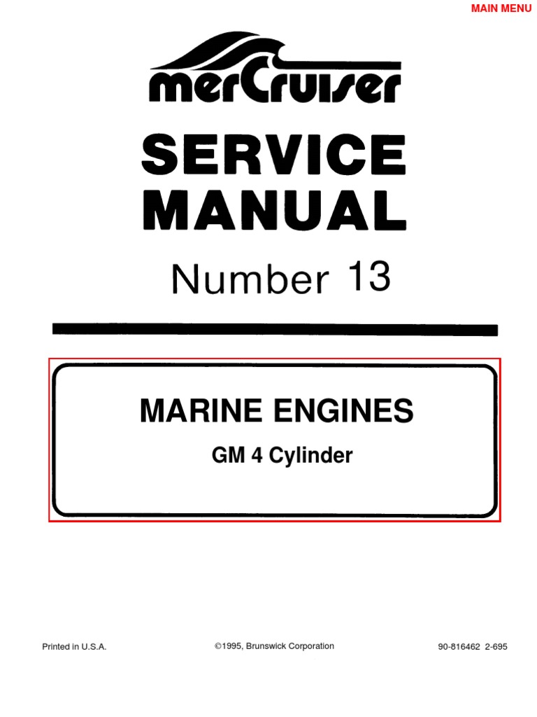 Mercruiser Manual GM 4 Cylinder | Gasoline | Ethanol