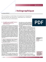 Le Stockage Holographique - Fascicule Recherche