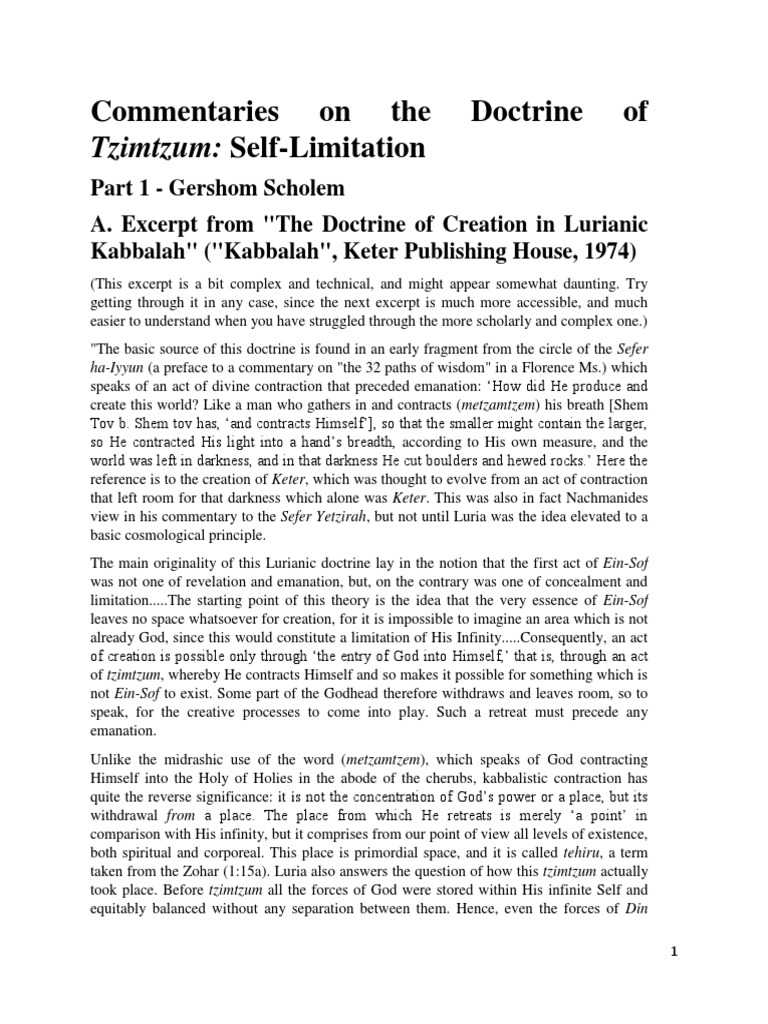 Commentaries on the doctrine of tzimtzum download free pdf kabbalah