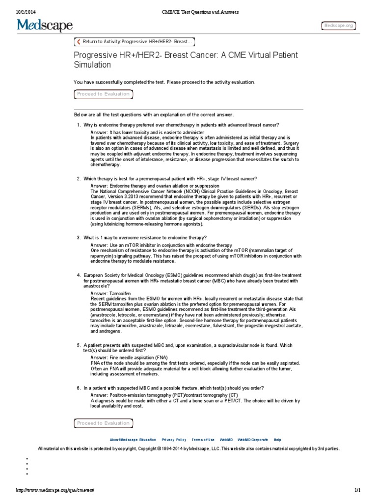 CME - CE Test Questions and Answers | PDF | Breast Cancer | Menopause