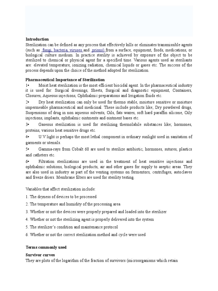 Sterilization Methods and Principles PDF Sterilization