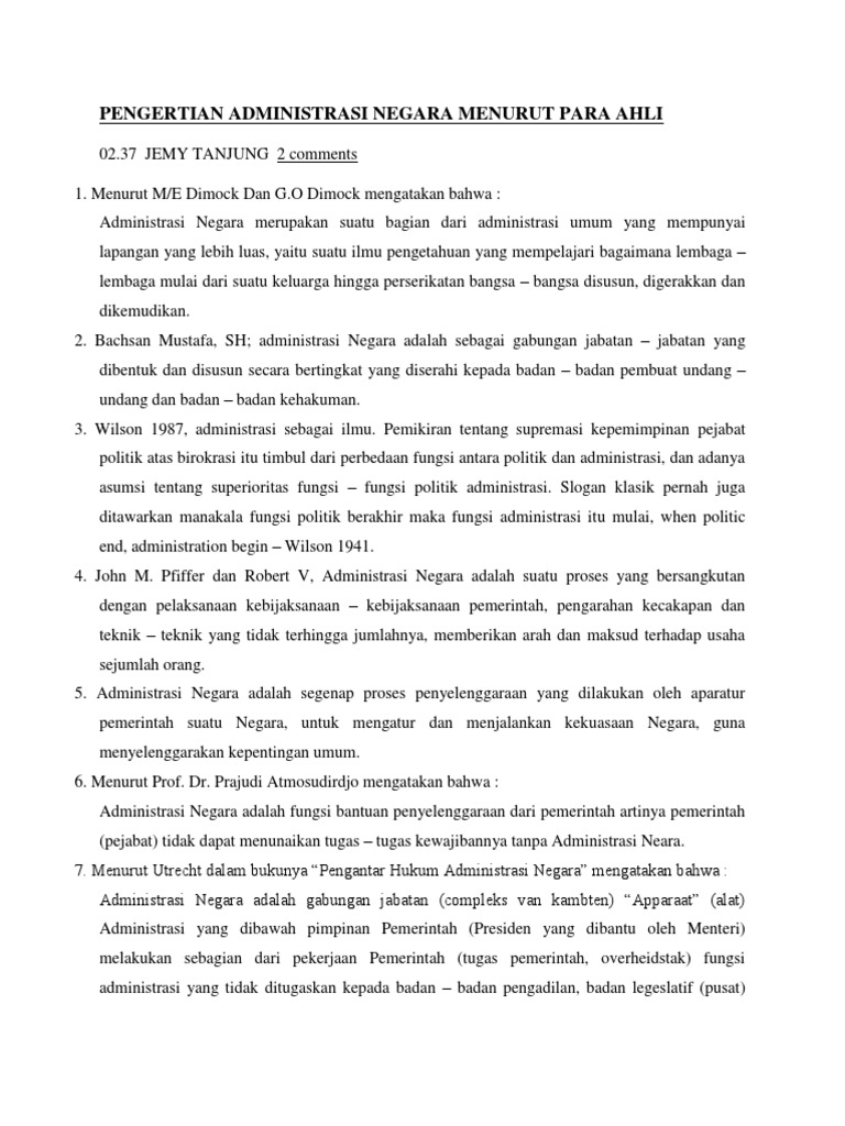 Pengertian Administrasi Negara Menurut Para Ahli Pdf