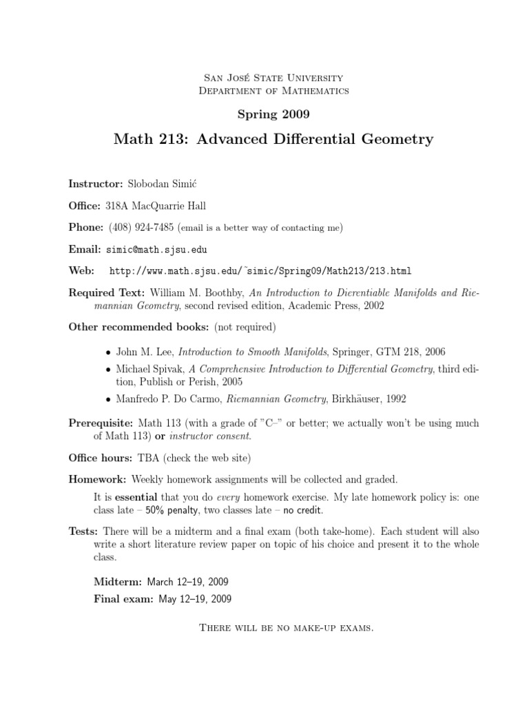 Advanced Differential Geometry Pdf Differentiable Manifold