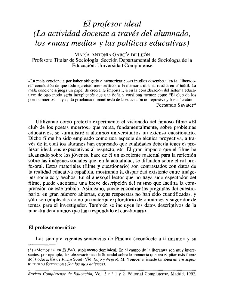 El profesor ideal según los alumnos | PDF