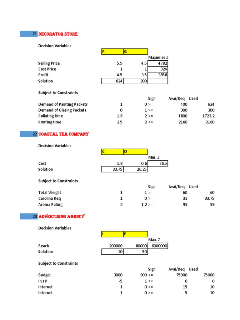 Linear Programming Optimization Models | PDF | Technology & Engineering