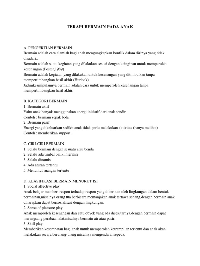 Terapi Bermain Pada Anak