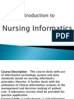 Introduction To Nursing Informatics