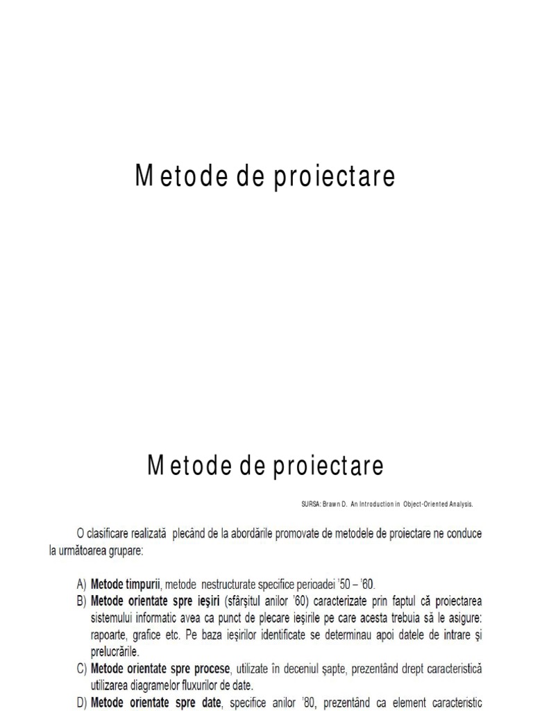Metode de Proiectare | PDF