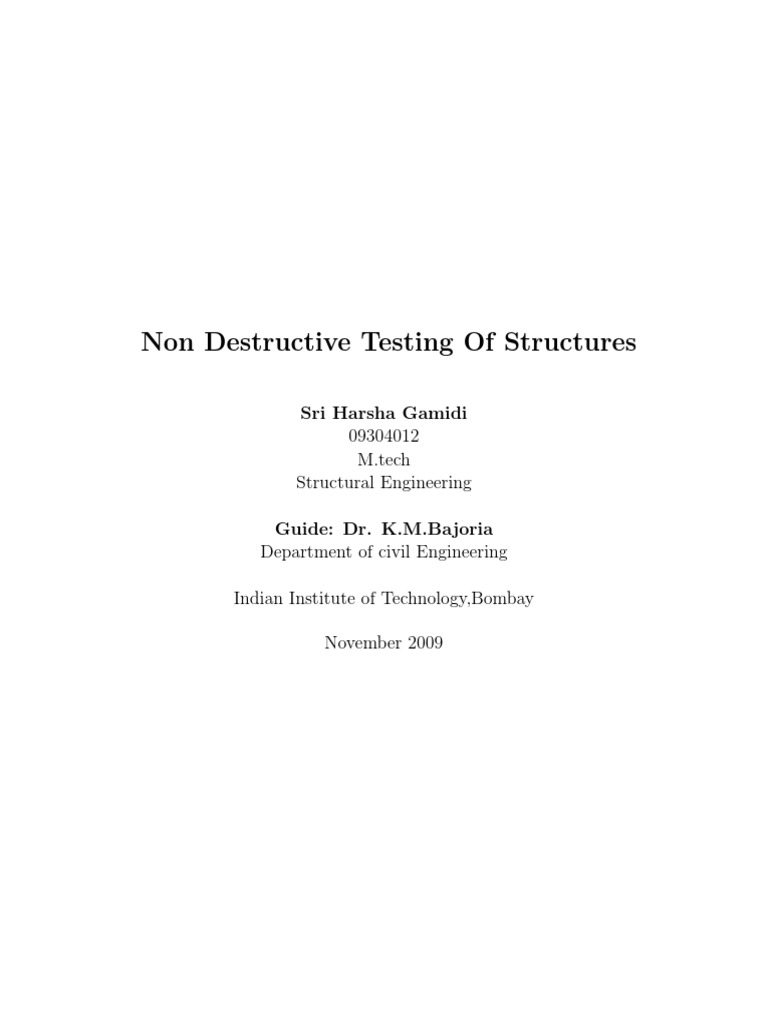 Non Destructive Testing of Structures | PDF | Nondestructive Testing ...