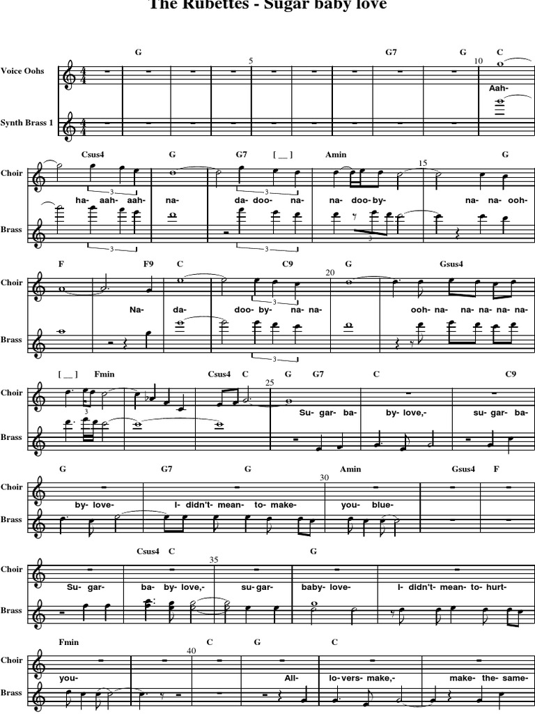 Sheetsthe Rubettes Sugar Baby Love Transcription
