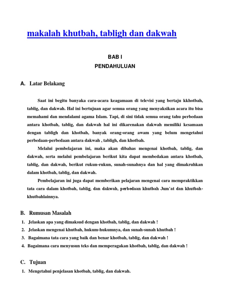 Perbedaan Dan Persamaan Khutbah Tabligh Dan Dakwah Tips