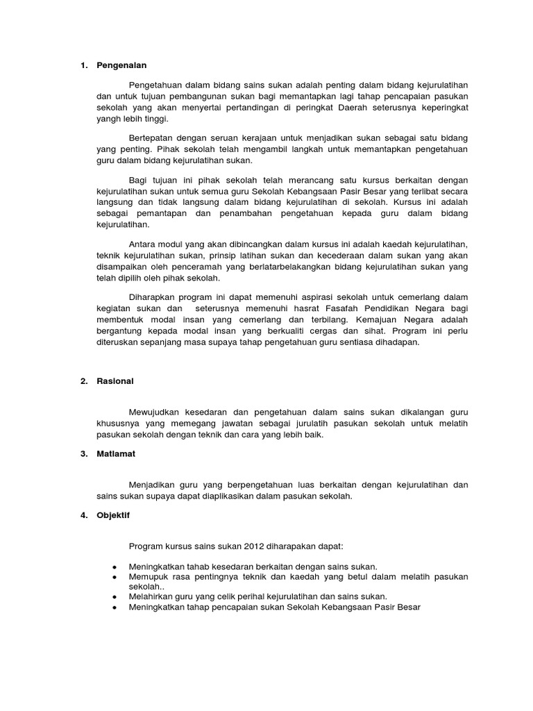 Kertas Kerja Kursus Sains Sukan Pdf