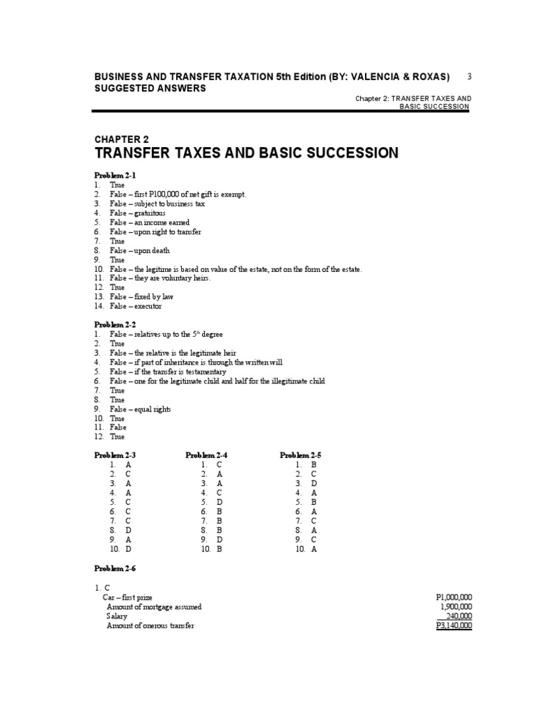 Chapter 2 - Transfer Taxes and Basic Succession | Estate Tax In The United  States |
