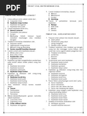 Soal Latihan Ips Kelas 8b Penyakit Sosial Dan Penyimpangan Sosial