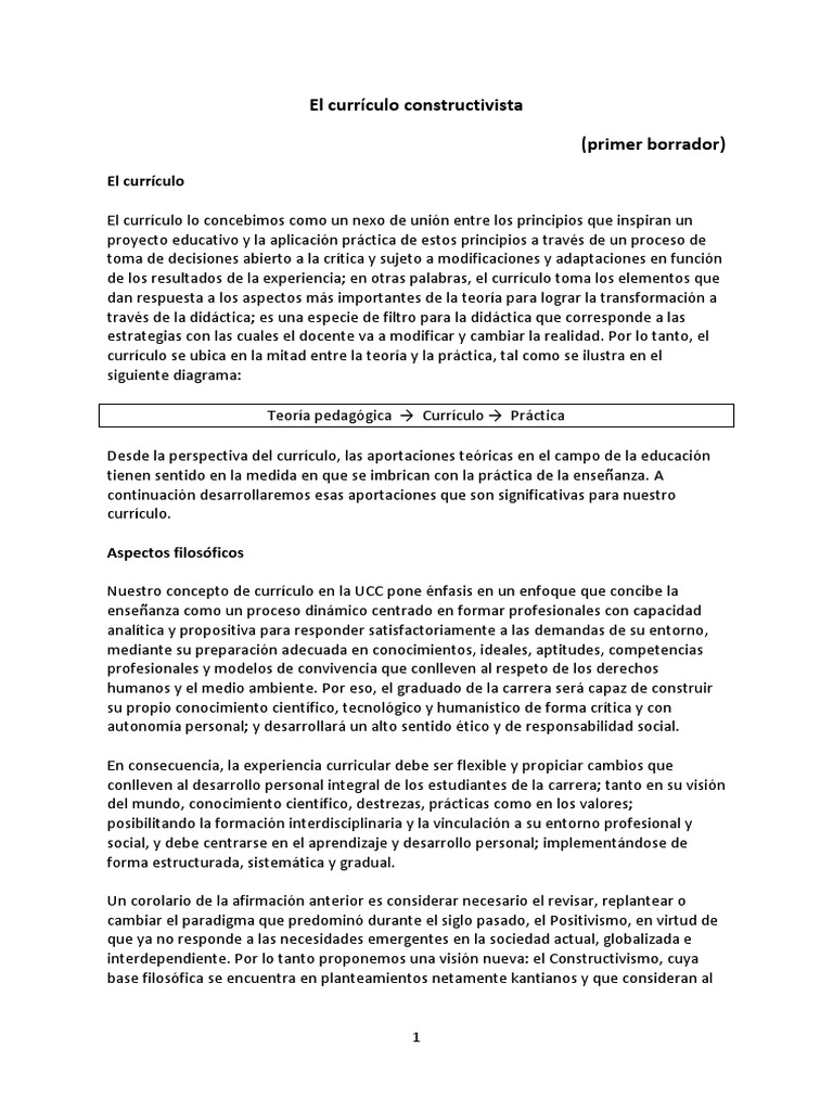 El Currículo Constructivista | PDF | Plan de estudios | Constructivismo ...