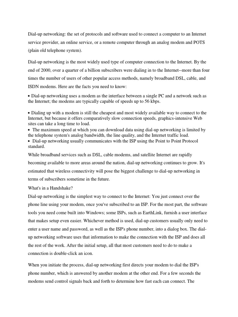 The Past, Present, and Future of DialUp Networking An InDepth Look