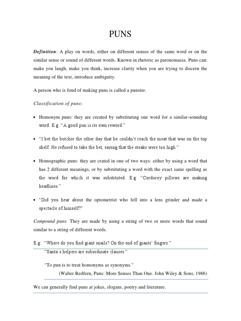 Puns | PDF | Semantics | Linguistics