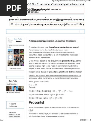 Aflarea Unei Fractii Dintr Un Numar Procente