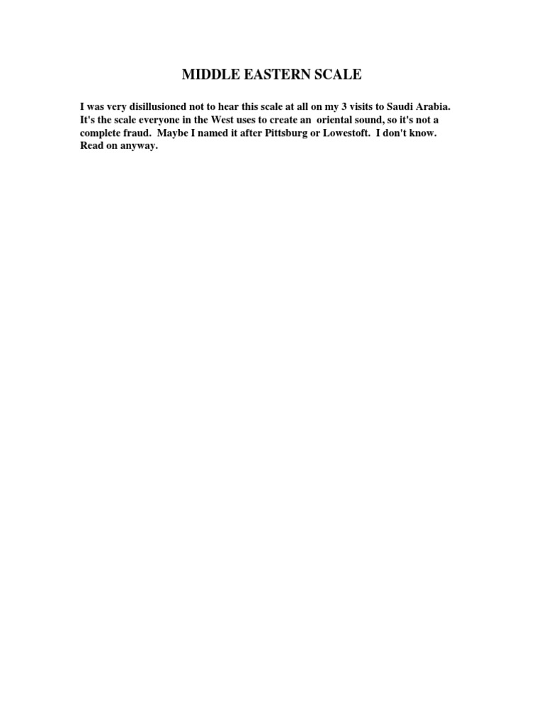 Middle Eastern Scale | PDF | Minor Scale | Scale (Music)