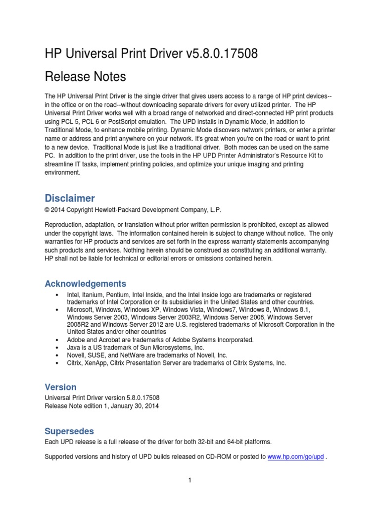 HP Universal Print Driver Guide PDF Microsoft Windows Windows 8