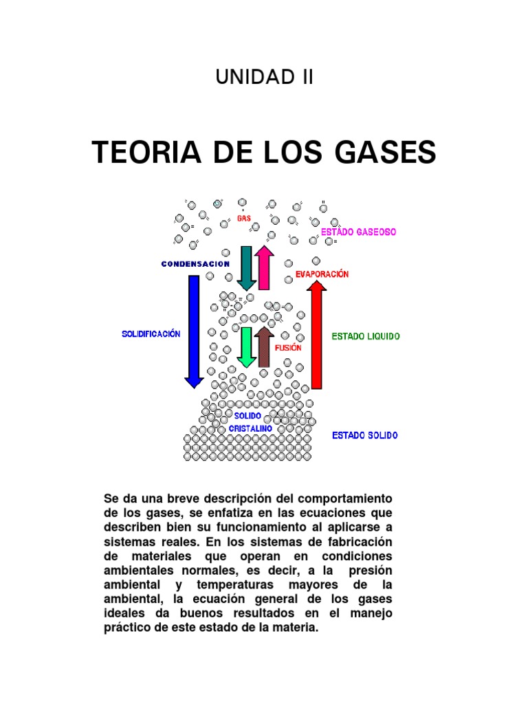 Teoría de los Gases: Comportamiento y Ecuaciones | PDF | Gases | Mole ...