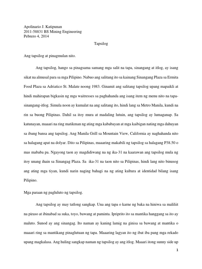 About Tapsilog | PDF