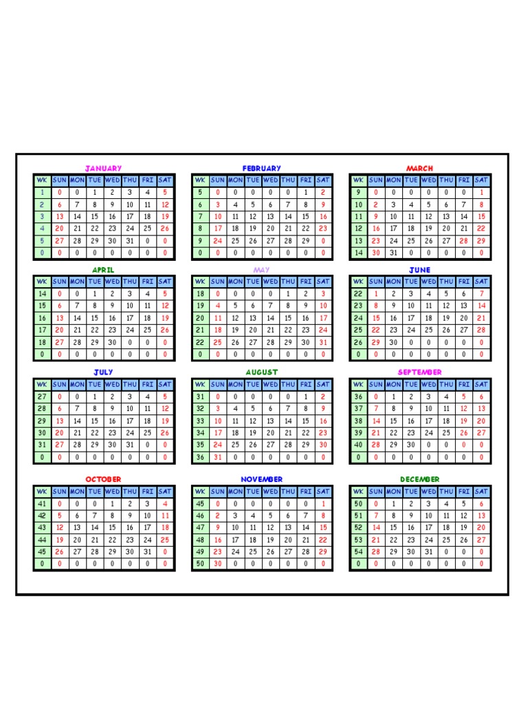 Yearly Calendar Overview | PDF