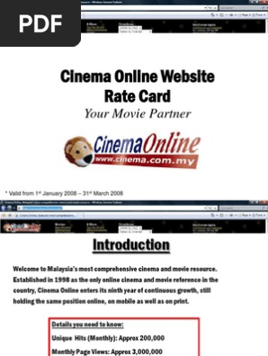 Rate Card Cinema Online Website Pdf Adobe Flash Advertising