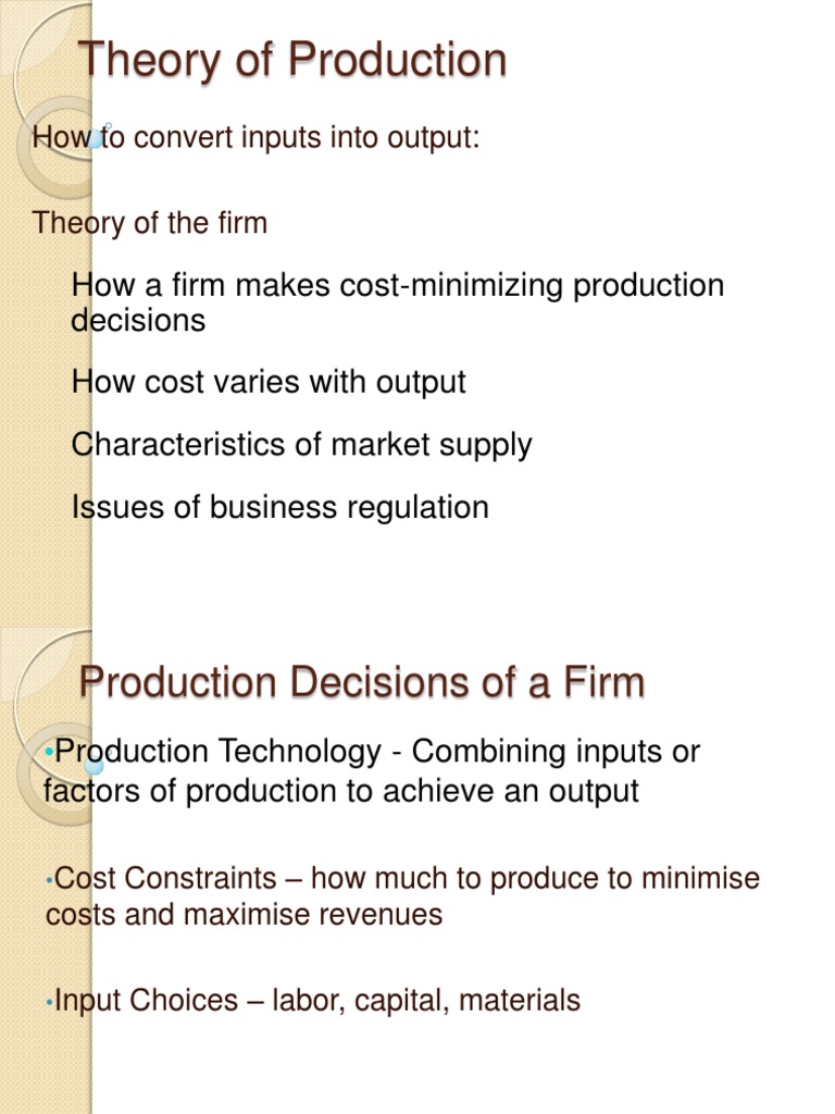 Theory of Production: How To Convert Inputs Into Output | PDF | Long ...