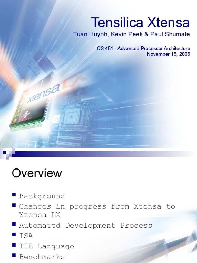 xtensa Instruction Set Central Processing Unit