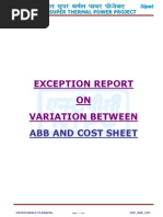 Abb vs Cost Sheet Exception