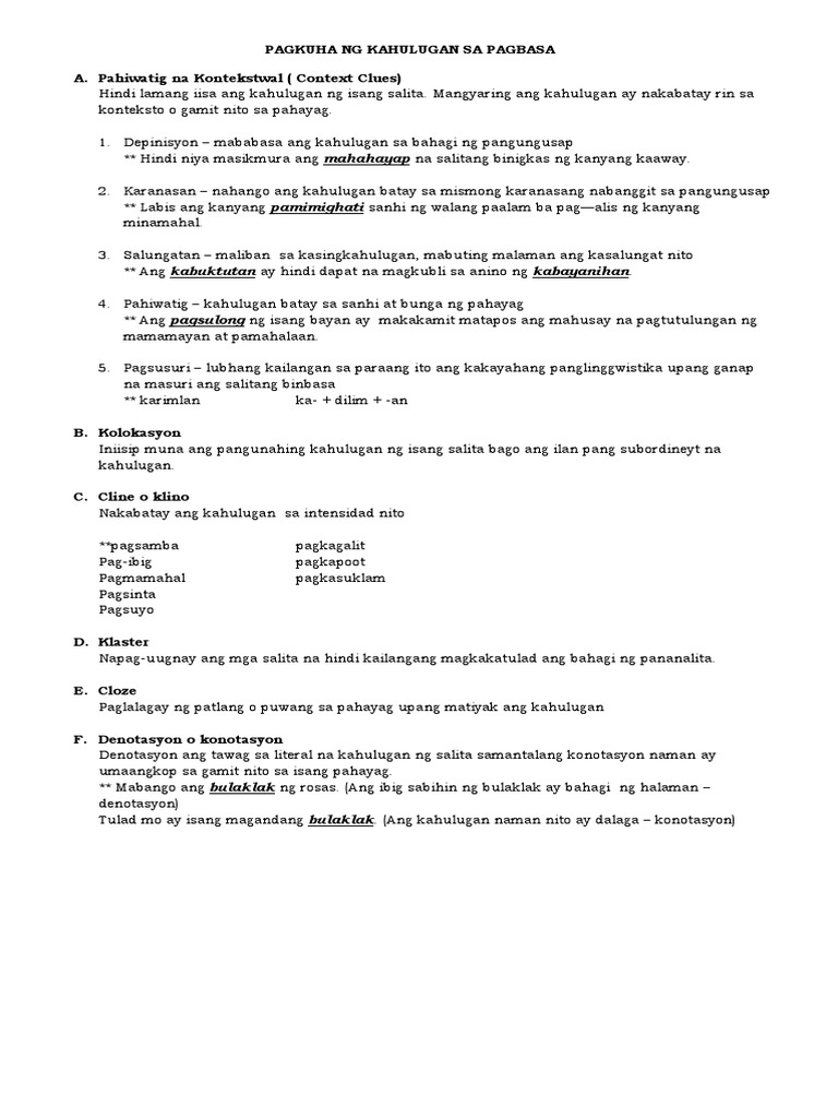 Pagkuha Ng Kahulugan Sa Pagbasa Fil 102 Pdf