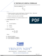 Ultrasonic Esting Useful Formulae